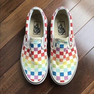 Rainbow checkered slip on Vans